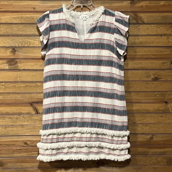 THML Blue Ruched Tiered Mini Dress - Picture 1 of 2